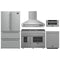 Forno 5-Piece Appliance Package - 48-Inch Gas Range, Wall Mount Range Hood, 36-Inch Refrigerator, Dishwasher, and 30-Inch Microwave Drawer in Stainless Steel
