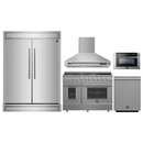 Forno 5-Piece Appliance Package - 48-Inch Gas Range, Wall Mount Range Hood, 60-Inch Refrigerator, Dishwasher, and 24-Inch Microwave Drawer in Stainless Steel
