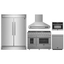 Forno 5-Piece Appliance Package - 48-Inch Gas Range, Wall Mount Range Hood, 60-Inch Refrigerator, Dishwasher, and 24-Inch Microwave Oven in Stainless Steel