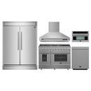 Forno 5-Piece Appliance Package - 48-Inch Gas Range, Wall Mount Range Hood, 60-Inch Refrigerator, Dishwasher, and 30-Inch Microwave Oven in Stainless Steel