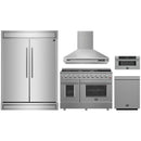 Forno 5-Piece Appliance Package - 48-inch Gas Range, Hood, Refrigerator, Dishwasher and 30-Inch Microwave Drawer in Stainless Steel