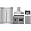 Forno 5-Piece Appliance Package - 48-inch Gas Range, Hood, Refrigerator, Dishwasher and 24-Inch Microwave Oven in Stainless Steel