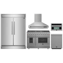 Forno 5-Piece Appliance Package - 48-inch Gas Range, Hood, Refrigerator, Dishwasher and 30-Inch Microwave Oven in Stainless Steel