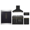 Forno 5-Piece Appliance Package - 48-Inch Gas Range, Wall Mount Range Hood, 60-Inch Refrigerator, Dishwasher, and 30-Inch Microwave Drawer in Black with Antique Brass Trim