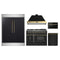 Forno 5-Piece Appliance Package - 48-Inch Gas Range, Hood, 60-Inch Convertible Refrigerator with Modern Trim, Dishwasher, and 24-Inch Microwave Drawer in Black with Antique Brass Trim