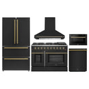 Forno 5-Piece Appliance Package - 48-inch Gas Range, Hood, Refrigerator, Dishwasher and 24-Inch Microwave Drawer in Black