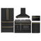 Forno 5-Piece Appliance Package - 48-inch Gas Range, Hood, Refrigerator, Dishwasher and 24-Inch Microwave Drawer in Black