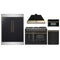 Forno 5-Piece Appliance Package - 48-Inch Gas Range, Hood, 60-Inch Convertible Refrigerator with Modern Trim, Dishwasher, and 30-Inch Microwave Oven in Black with Antique Brass Trim