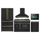 Forno 5-Piece Appliance Package - 48-inch Gas Range, Hood, Refrigerator, Dishwasher and 24-Inch Microwave Oven in Black