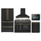 Forno 5-Piece Appliance Package - 48-inch Gas Range, Hood, Refrigerator, Dishwasher and 24-Inch Microwave Oven in Black