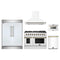 Forno 5-Piece Appliance Package - 48-Inch Gas Range, Wall Mount Range Hood, 60-Inch Refrigerator, Dishwasher, and 24-Inch Microwave Drawer in White with Antique Brass Trim