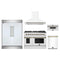 Forno 5-Piece Appliance Package - 48-Inch Gas Range, Wall Mount Range Hood, 60-Inch Refrigerator, Dishwasher, and 30-Inch Microwave Drawer in White with Antique Brass Trim