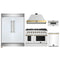 Forno 5-Piece Appliance Package - 48-Inch Gas Range, Wall Mount Range Hood, 60-Inch Refrigerator, Dishwasher, & 30-Inch Microwave Drawer in White with Antique Brass Handle