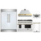 Forno 5-Piece Appliance Package - 48-Inch Gas Range, Wall Mount Range Hood, 60-Inch Refrigerator, Dishwasher, & 30-Inch Microwave Drawer in White with Antique Brass Trim