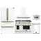 Forno 5-Piece Appliance Package - 48-inch Gas Range, Hood, Refrigerator, Dishwasher and 24-Inch Microwave Drawer in White