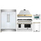 Forno 5-Piece Appliance Package - 48-Inch Gas Range, Wall Mount Range Hood, 60-Inch Refrigerator, Dishwasher, & 24-Inch Microwave Oven in White with Antique Brass Handle