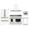 Forno Galiano 5-Piece Appliance Package - 48-Inch Gas Range, 48-Inch Hood, 36-Inch Refrigerator, 24-Inch Dishwasher, & 24-Inch Microwave Oven in White with Antique Brass Trim