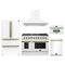 Forno Galiano 5-Piece Appliance Package - 48-Inch Gas Range, 48-Inch Hood, 36-Inch Refrigerator, 24-Inch Dishwasher, & 30-Inch Microwave Oven in White with Antique Brass Trim