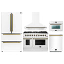Forno 5-Piece Appliance Package - 48-inch Gas Range, Hood, Refrigerator, Dishwasher and 24-Inch Microwave Oven in White