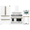Forno 5-Piece Appliance Package - 48-inch Gas Range, Hood, Refrigerator, Dishwasher and 24-Inch Microwave Oven in White