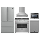 Forno 5-Piece Appliance Package - 36-inch Gas Range, Hood, Refrigerator, Dishwasher and 24-Inch Microwave Drawer in Stainless Steel