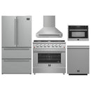 Forno 5-Piece Appliance Package - 36-inch Gas Range, Hood, Refrigerator, Dishwasher and 24-Inch Microwave Oven in Stainless Steel
