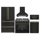 Forno 5-Piece Appliance Package - 36-inch Gas Range, Hood, Refrigerator, Dishwasher and 30-Inch Microwave Drawer in Black