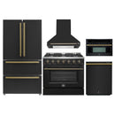 Forno 5-Piece Appliance Package - 36-inch Gas Range, Hood, Refrigerator, Dishwasher and 30-Inch Microwave Oven in Black