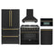 Forno 5-Piece Appliance Package - 36-inch Gas Range, Hood, Refrigerator, Dishwasher and 30-Inch Microwave Oven in Black