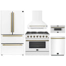 Forno 5-Piece Appliance Package - 36-inch Gas Range, Hood, Refrigerator, Dishwasher and 30-Inch Microwave Drawer in White