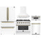 Forno 5-Piece Appliance Package - 36-inch Gas Range, Hood, Refrigerator, Dishwasher and 30-Inch Microwave Drawer in White