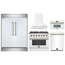 Forno 5-Piece Appliance Package - 36-inch Gas Range, Hood, Refrigerator, Dishwasher and 30-Inch Microwave Oven in White