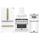 Forno 5-Piece Appliance Package - 36-inch Gas Range, Hood, Refrigerator, Dishwasher and 30-Inch Microwave Oven in White