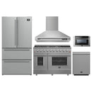 Forno 5-Piece Appliance Package - 48-inch Gas Range, Hood, Refrigerator, Dishwasher and 24-Inch Microwave Drawer in Stainless Steel