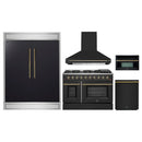Forno 5-Piece Appliance Package - 48-inch Gas Range, Hood, Refrigerator, Dishwasher and 30-Inch Microwave Oven in Black