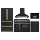 Forno 5-Piece Appliance Package - 48-inch Gas Range, Hood, Refrigerator, Dishwasher and 30-Inch Microwave Oven in Black
