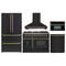 Forno 5-Piece Appliance Package - 48-inch Gas Range, Hood, Refrigerator, Dishwasher and 30-Inch Microwave Oven in Black