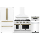Forno 5-Piece Appliance Package - 48-inch Gas Range, Hood, Refrigerator, Dishwasher and 30-Inch Microwave Drawer in White