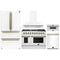 Forno 5-Piece Appliance Package - 48-inch Gas Range, Hood, Refrigerator, Dishwasher and 30-Inch Microwave Drawer in White