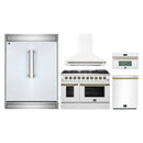 Forno 5-Piece Appliance Package - 48-inch Gas Range, Hood, Refrigerator, Dishwasher and 30-Inch Microwave Oven in White