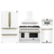 Forno 5-Piece Appliance Package - 48-inch Gas Range, Hood, Refrigerator, Dishwasher and 30-Inch Microwave Oven in White