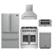 Forno 5-Piece Appliance Package - 30-Inch Galiano French Door Dual Fuel Range, Wall Mount Range Hood, 36-Inch Refrigerator, Dishwasher, and 30-Inch Microwave Drawer in Stainless Steel