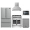 Forno 5-Piece Appliance Package - 30-Inch Galiano French Door Dual Fuel Range, Wall Mount Range Hood, 36-Inch Refrigerator, Dishwasher, and 24-Inch Microwave Drawer in Stainless Steel