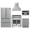 Forno 5-Piece Appliance Package - 30-Inch Galiano French Door Dual Fuel Range, Wall Mount Range Hood, 36-Inch Refrigerator, Dishwasher, and 30-Inch Microwave Oven in Stainless Steel
