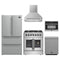 Forno 5-Piece Appliance Package - 30-Inch Galiano French Door Dual Fuel Range, Wall Mount Range Hood, 36-Inch Refrigerator, Dishwasher, and 24-Inch Microwave Oven in Stainless Steel