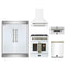 Forno 5-Piece Appliance Package - 30-Inch Galiano French Door Dual Fuel Range, Wall Mount Range Hood, 60-Inch Refrigerator, Dishwasher, and 30-Inch Microwave Drawer in White with Antique Brass Trim
