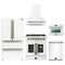 Forno 5-Piece Appliance Package - 30-Inch Galiano French Door Dual Fuel Range, Wall Mount Range Hood, 36-Inch Refrigerator, Dishwasher, and 24-Inch Microwave Oven in White with Antique Brass Trim