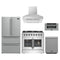 Forno 5-Piece Appliance Package - 36-Inch Galiano French Door Dual Fuel Range, Wall Mount Range Hood, 36-Inch Refrigerator, Dishwasher, and 30-Inch Microwave Drawer in Stainless Steel