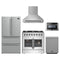 Forno 5-Piece Appliance Package - 36-Inch Galiano French Door Dual Fuel Range, Wall Mount Range Hood, 36-Inch Refrigerator, Dishwasher, and 24-Inch Microwave Drawer in Stainless Steel