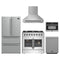 Forno 5-Piece Appliance Package - 36-Inch Galiano French Door Dual Fuel Range, Wall Mount Range Hood, 36-Inch Refrigerator, Dishwasher, and 24-Inch Microwave Oven in Stainless Steel